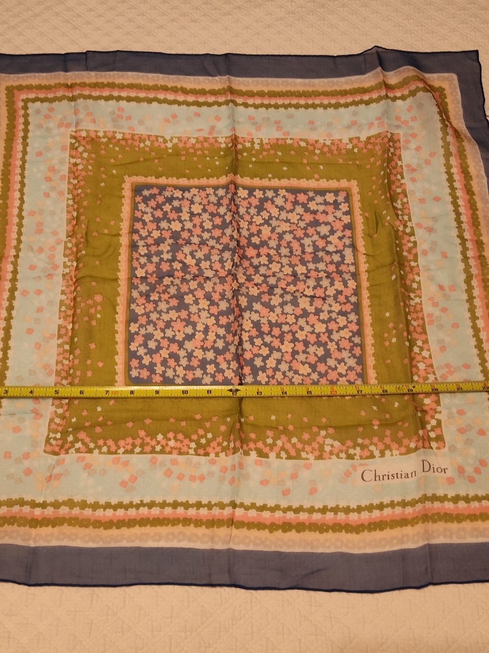 CHRISTIAN DIOR Vintage Floral Chiffon Scarf w/ Original Presentation Sleeve - Picture 10 of 11